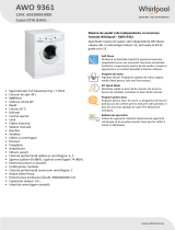 Whirlpool AWO 9361 Product data sheet