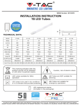 V TAC V-TAC T8 LED Tubes Manual de utilizare